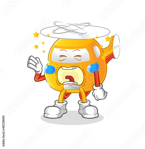 helicopter yawn character. cartoon mascot vector