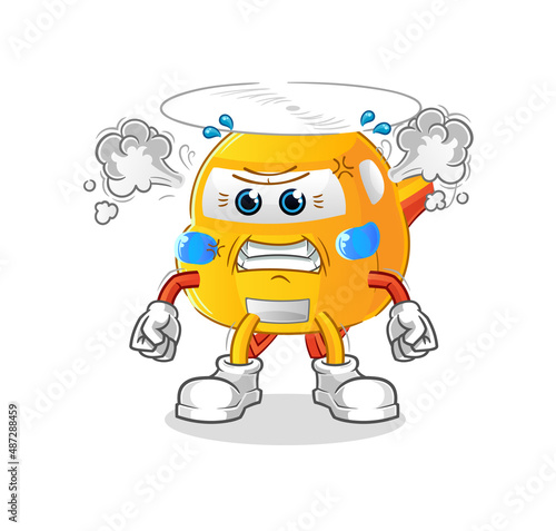 helicopter very angry mascot. cartoon vector