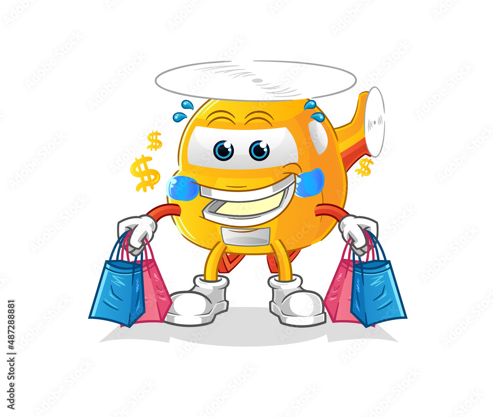helicopter shoping mascot. cartoon vector