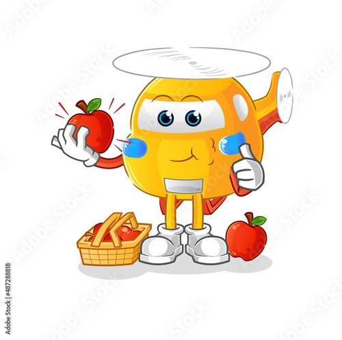 helicopter eating an apple illustration. character vector