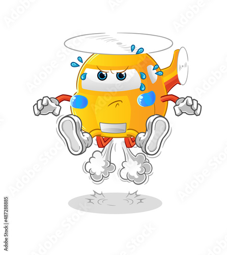 helicopter fart jumping illustration. character vector