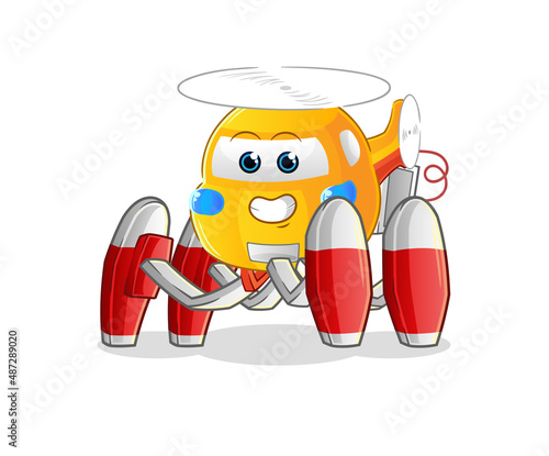 helicopter future robot vector. cartoon character