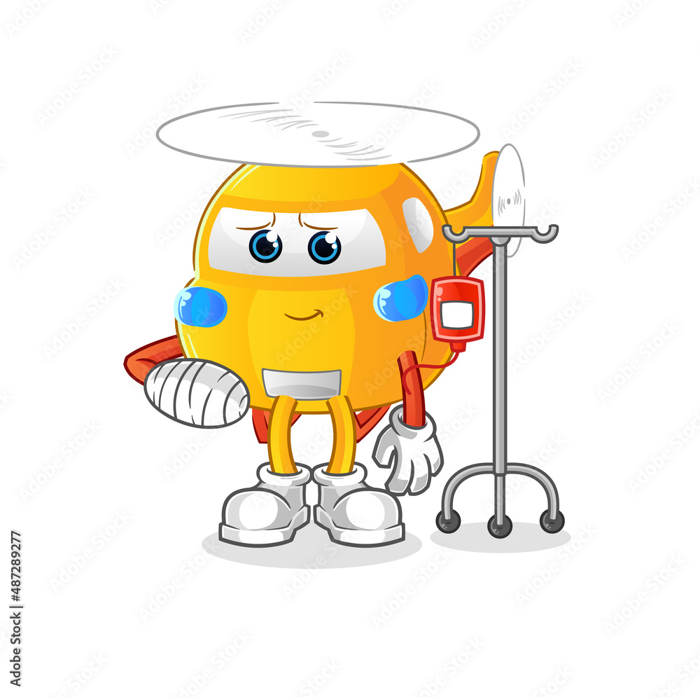 helicopter sick in IV illustration. character vector