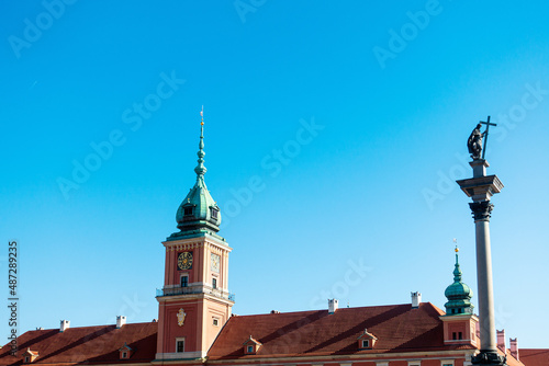 Street view of downtown in Warsaw, Poland