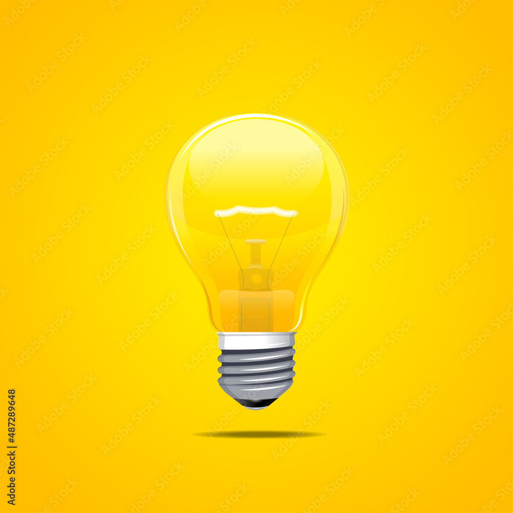 Realistic Detailed 3d Lightbulb Illuminated. Vector Realistic Detailed 3d Lightbulb Illuminated. Vector