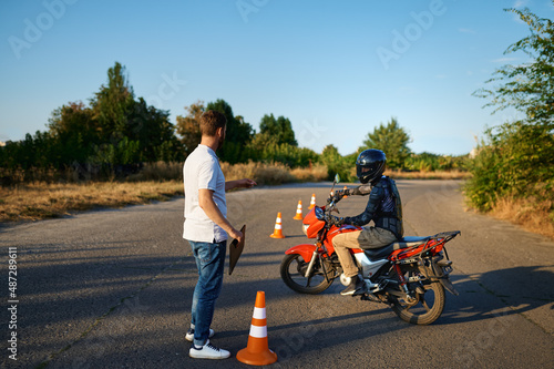 Fotografie, Obraz Driving course on motordrome, motorcycle school