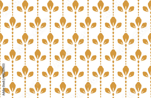 Flower geometric pattern. Seamless vector background. White and gold ornament