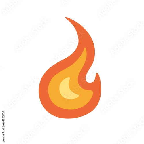 Burning fire icon. Hot blaze, flame symbol. Abstract bonfire sign. Campfire heat tongues. Inflammable pictogram. Fiery energy. Colored flat vector illustration isolated on white background