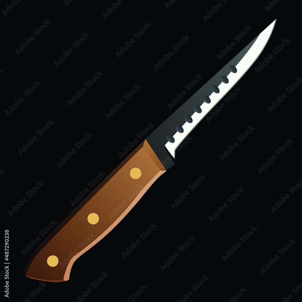 chef knife, butcher meat knife for butcher shop, Meat cutting knives, Cutlery icon set - vector realistic kitchen knives isolated on black, Vector illustration chef knife, butcher meat knife for butcher shop, Meat cutting knives, Cutlery icon set - vector realistic kitchen knives isolated on black, Vector illustration