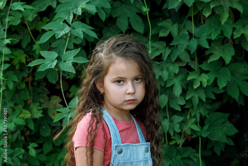 Portrait of a pensive little girl. Portrait of a pensive little girl.