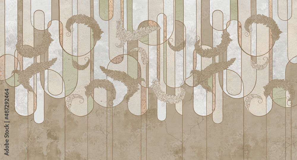 custom made wallpaper toronto digitalDesign in the loft, classic, baroque, modern, rococo style. Graphic geometry on concrete grunge background. Light, delicate photo wallpaper, mural, wallpaper, card, postcard design.