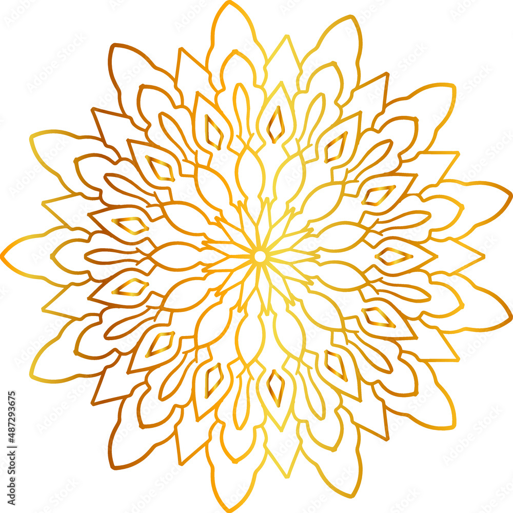 Mandala background design with golden gradient and pattern Mandala background design with golden gradient and pattern