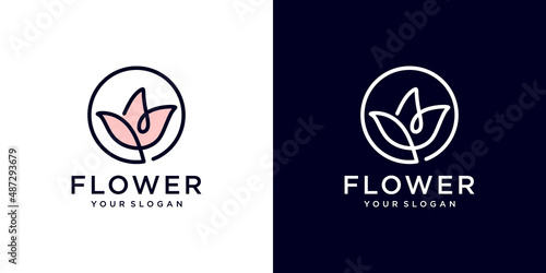 flower logo with line art design