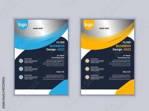 Flyer layout template. Vector brochure background set with elements for magazine, cover, poster, business flyer design.