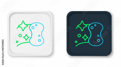 Line Sponge icon isolated on white background. Wisp of bast for washing dishes. Cleaning service logo. Colorful outline concept. Vector