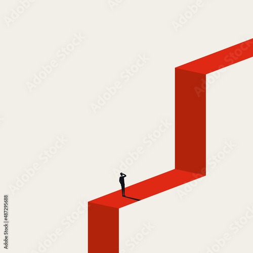 Business career progress vector concept. Symbol of challenge, opportunity, achievement. Minimal illustration