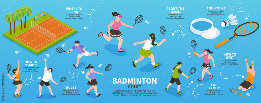 Badminton Court Isometric Infographics Stock Vector | Adobe Stock