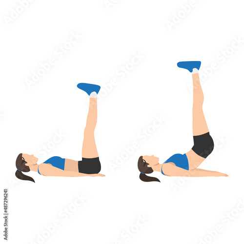 Woman doing Pulse ups exercise. Flat vector illustration isolated on white background