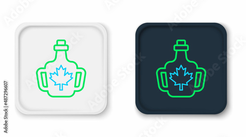 Line Bottle of maple syrup icon isolated on white background. Colorful outline concept. Vector