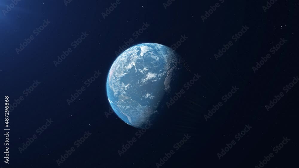 Earth zoom in to clouds layer.Fly into the earth from space and shuttle through the clouds.Flight over clouds.