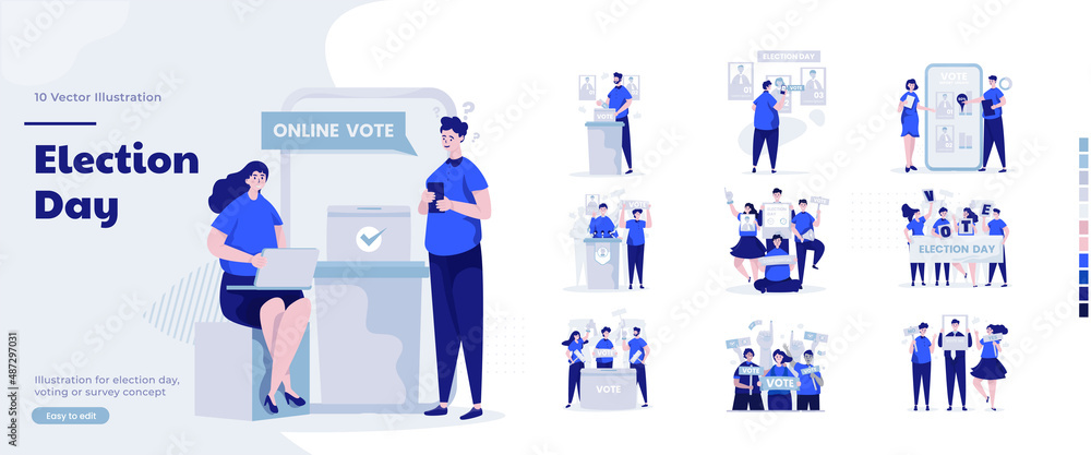 Vote election day illustration collection set Vote election day illustration collection set
