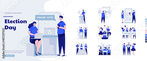Vote election day illustration collection set