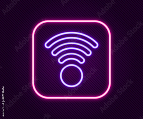 Glowing neon line Wi-Fi wireless internet network symbol icon isolated on black background. Colorful outline concept. Vector