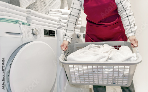wash dry towel worker laundry washing machine hotel