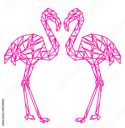 Vector. Abstract geometric flamingo. Linear polygonal animal. © Алена Гривенюк