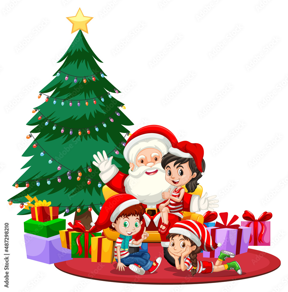 Children celebrating Christmas with Santa Claus Children celebrating Christmas with Santa Claus