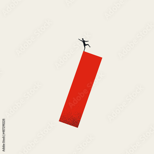 Unstable business and risk vector concept. Symbol of fall, danger, crisis, challenge and stability. Minimal illustration