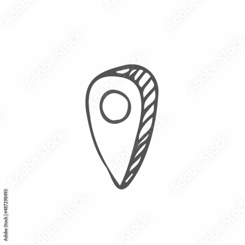 Map pointer doodle icon logo Mark arrow sign symbol emblem element Hand drawn Cute cartoon design game style Fashion print for clothes apparel greeting card banner online store poster flyer cover