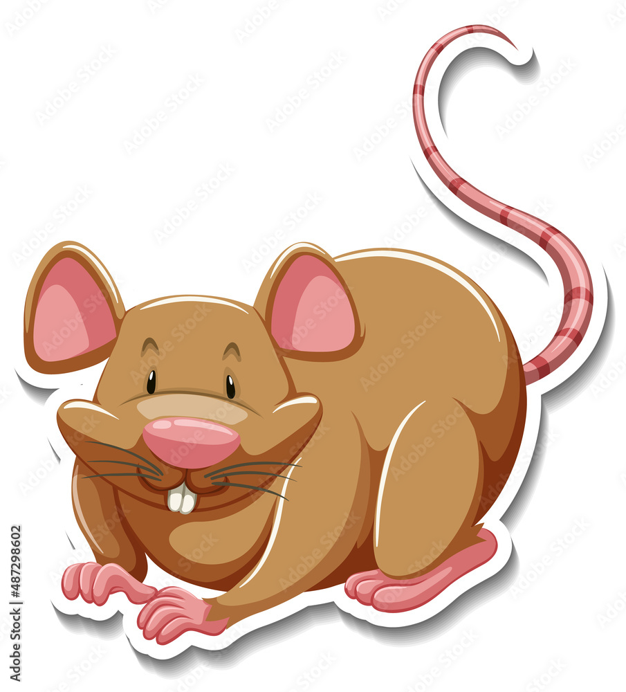 Brown mouse cartoon character sticker