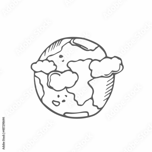 Doodle Globe icon. Vector illustration. Flat design. cartoon style vector isolated. Earth day concept