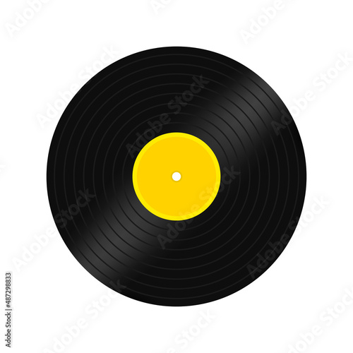 Vinyl plate icon. Retro music icon. Vinyl LP Gramophone record template. Vector on isolated white background. EPS 10 photo
