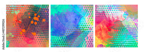 Liquid colors covers set. Bright colors mixture.