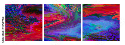Liquid colors covers set. Bright colors mixture.