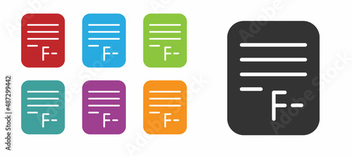 Black Exam paper with incorrect answers survey icon isolated on white background. Bad mark of test results. Set icons colorful. Vector