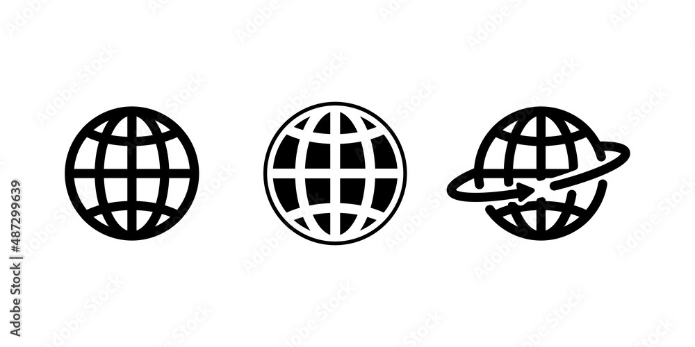 Globe icon set. Global internet or business. Vector on isolated white background. EPS 10 Globe icon set. Global internet or business. Vector on isolated white background. EPS 10