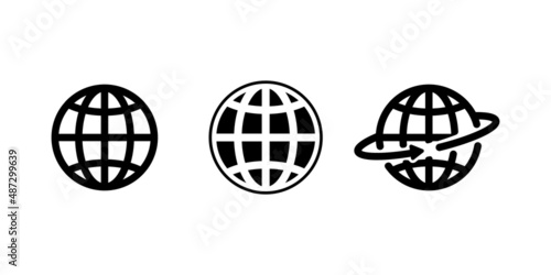 Globe icon set. Global internet or business. Vector on isolated white background. EPS 10