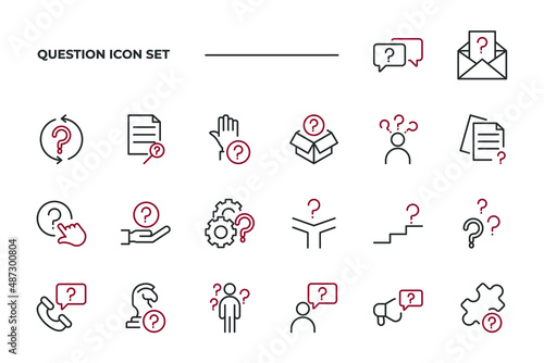simple set of Question vector icons with editable line styles covering Confused, mystery, puzzle and other. isolated on white background. 