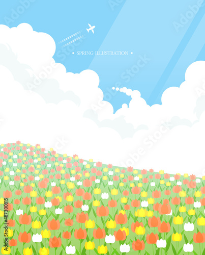 A warm spring view illustration. 
