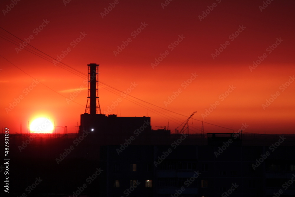 Fototapeta premium sunset in the city