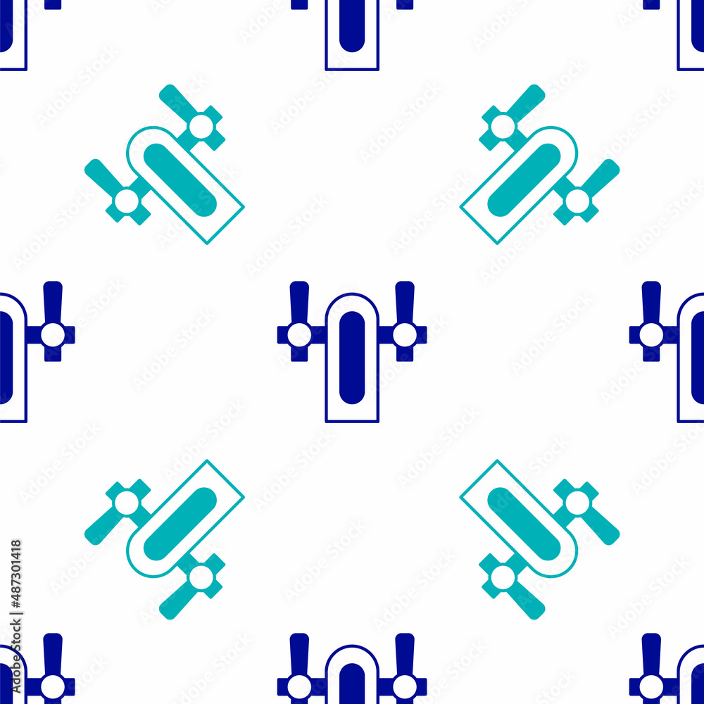 Blue Beer tap icon isolated seamless pattern on white background. Vector Blue Beer tap icon isolated seamless pattern on white background. Vector