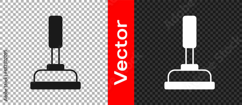 Black Rubber plunger with wooden handle for pipe cleaning icon isolated on transparent background. Toilet plunger. Vector