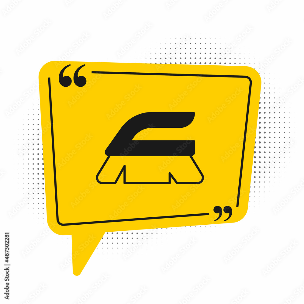 Black Brush for cleaning icon isolated on white background. Cleaning service concept. Yellow speech bubble symbol. Vector Black Brush for cleaning icon isolated on white background. Cleaning service concept. Yellow speech bubble symbol. Vector