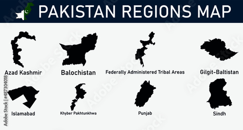 Map of Pakistan region outline silhouette vector illustration
 photo