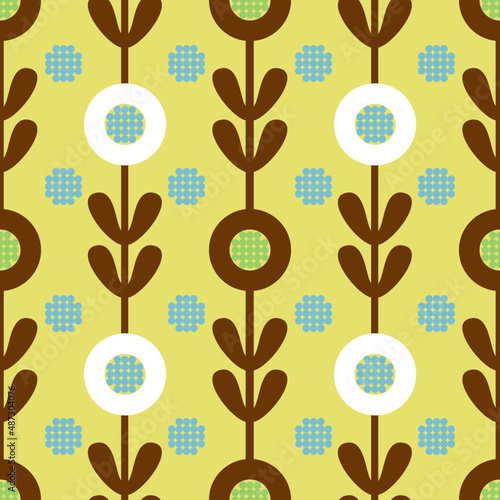 Vector square seamless pattern with floral ornament