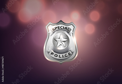Police Badge Realistic Composition