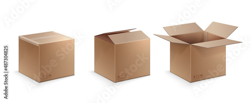 Three Position Of Cardboard Box